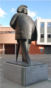 De Saedeleer-standbeeld van de hand van Marc De Bruyn, gelegen tussen het Stadsarchief en het Stedelijk Museum